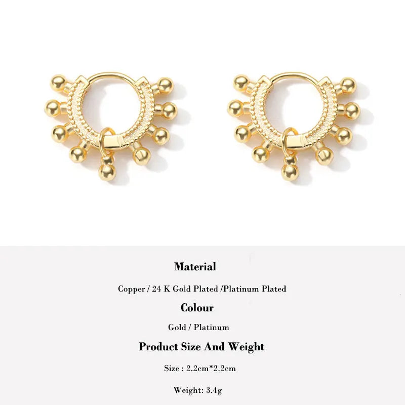 Baroque Style Earring Round Bead Stainless Steel Ear Rings Women Modern Female Glamour Boho Gift Elegant Bridal Jewelry kolczyki