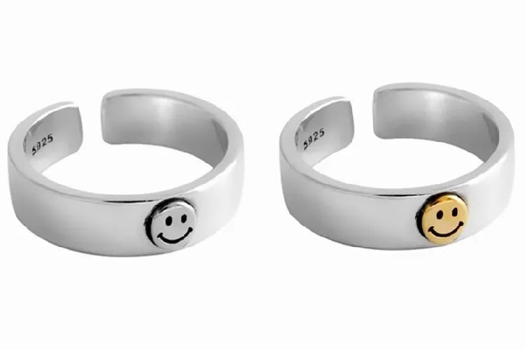 INS Retro Smile Face Ring Female Smile Ring Student Open Finger Adjustable Rings Personality Jewelry