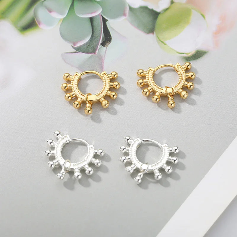 Baroque Style Earring Round Bead Stainless Steel Ear Rings Women Modern Female Glamour Boho Gift Elegant Bridal Jewelry kolczyki