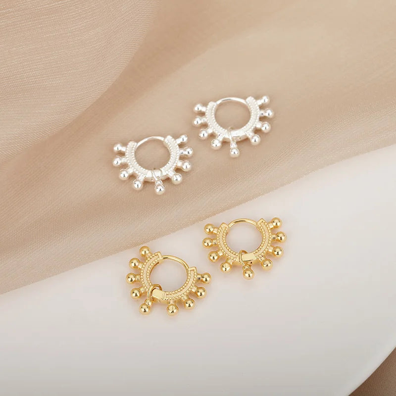 Baroque Style Earring Round Bead Stainless Steel Ear Rings Women Modern Female Glamour Boho Gift Elegant Bridal Jewelry kolczyki