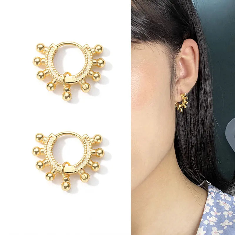Baroque Style Earring Round Bead Stainless Steel Ear Rings Women Modern Female Glamour Boho Gift Elegant Bridal Jewelry kolczyki