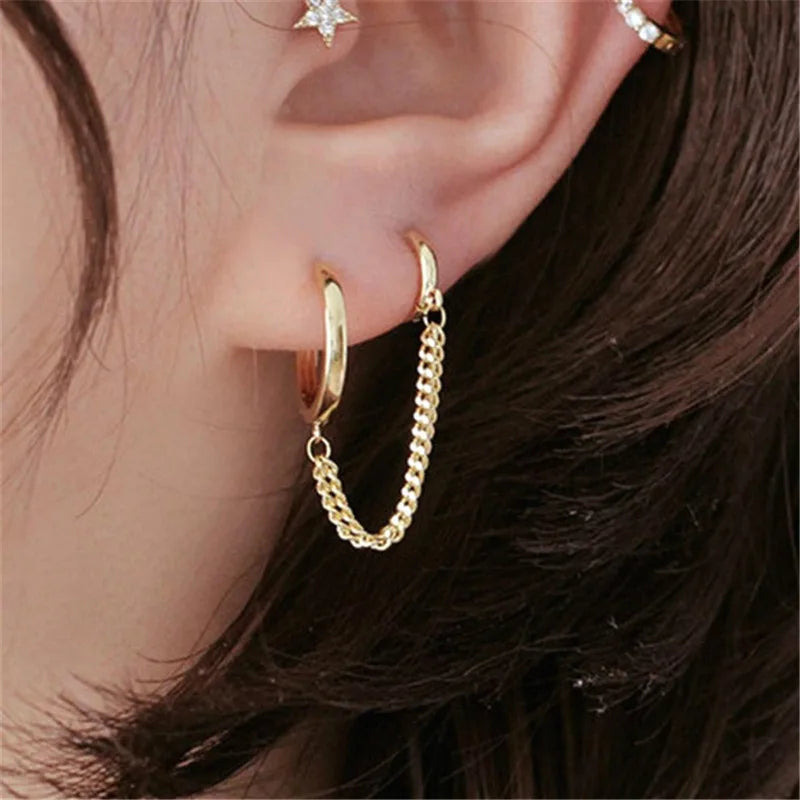 Fashion stars moon Clip Earrings Ear hook Personality Metal Ear Clips Double pierced Earring Earrings Women Girls Jewelry Gift