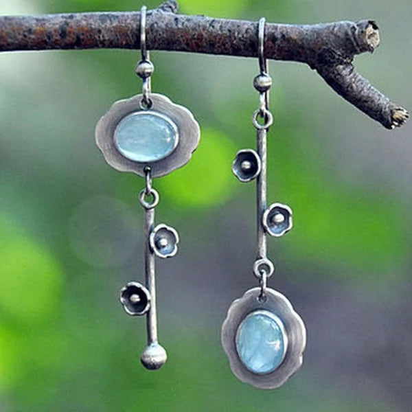 Boho Dangle Earrings for Women Vintage Selenite Turquoise Drop Earrings Ethnic Retro Pendant Ear Hook Beach Party Jewelry Gift