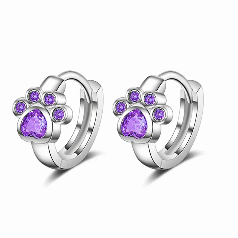925 Sterling Silver Stud Earring Blue Zircon Cat Claw Design Earrings for Women Girl Ear Jewelry 2021 New Fashion
